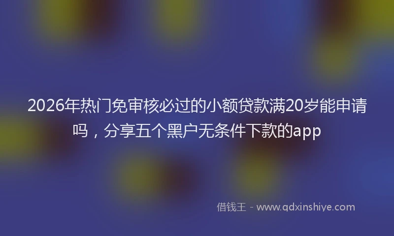 2026年热门免审核必过的小额贷款满20岁能申请吗，分享五个黑户无条件下款的app