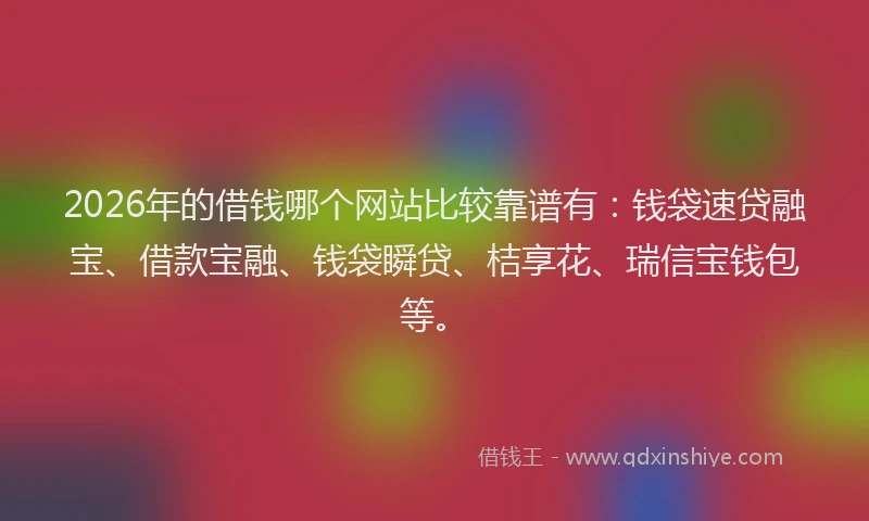 2026年的借钱哪个网站比较靠谱有：钱袋速贷融宝、借款宝融、钱袋瞬贷、桔享花、瑞信宝钱包等。