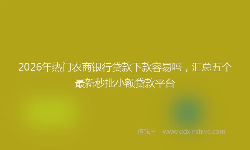 2026年热门农商银行贷款下款容易吗，汇总五个最新秒批小额贷款平台