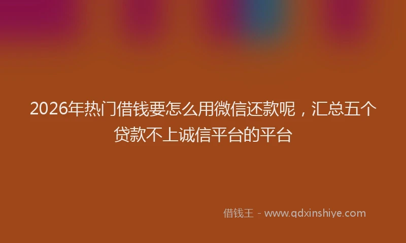 2026年热门借钱要怎么用微信还款呢，汇总五个贷款不上诚信平台的平台