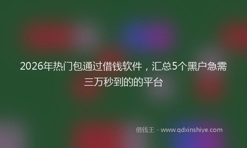 2026年热门包通过借钱软件，汇总5个黑户急需三万秒到的的平台