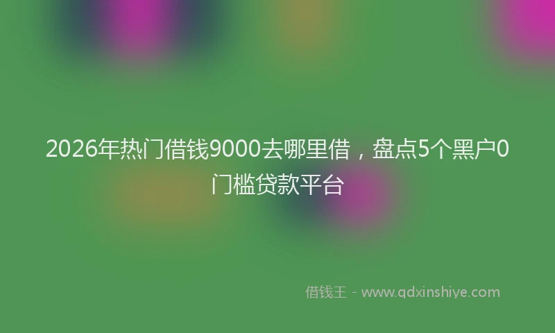 2026年热门借钱9000去哪里借，盘点5个黑户0门槛贷款平台