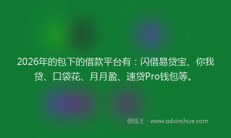 2026年的包下的借款平台有：闪借易贷宝、你我贷、口袋花、月月盈、速贷Pro钱包等。