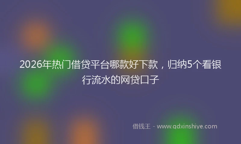 2026年热门借贷平台哪款好下款，归纳5个看银行流水的网贷口子