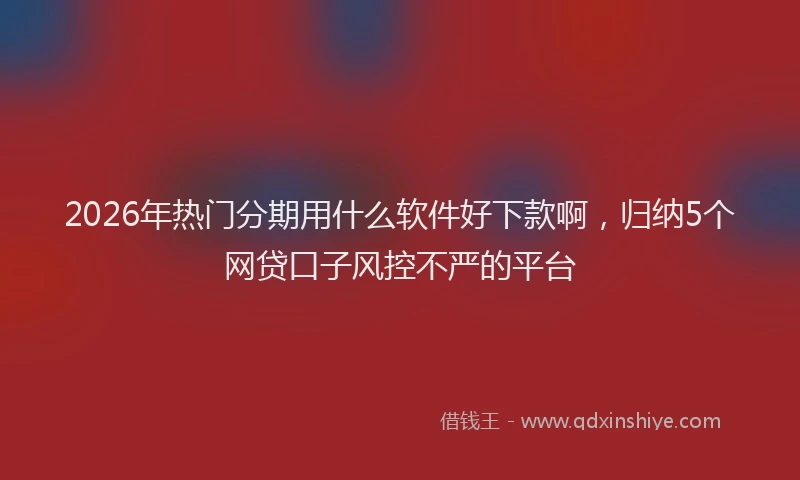 2026年热门分期用什么软件好下款啊，归纳5个网贷口子风控不严的平台
