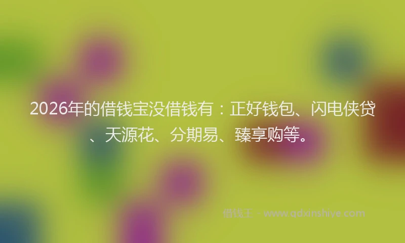 2026年的借钱宝没借钱有：正好钱包、闪电侠贷、天源花、分期易、臻享购等。