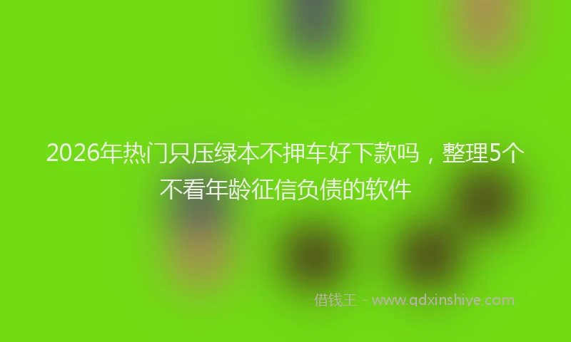 2026年热门只压绿本不押车好下款吗，整理5个不看年龄征信负债的软件