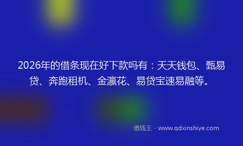 2026年的借条现在好下款吗有：天天钱包、甄易贷、奔跑租机、金瀛花、易贷宝速易融等。