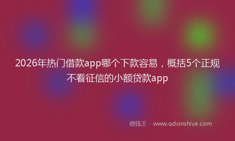 2026年热门借款app哪个下款容易，概括5个正规不看征信的小额贷款app
