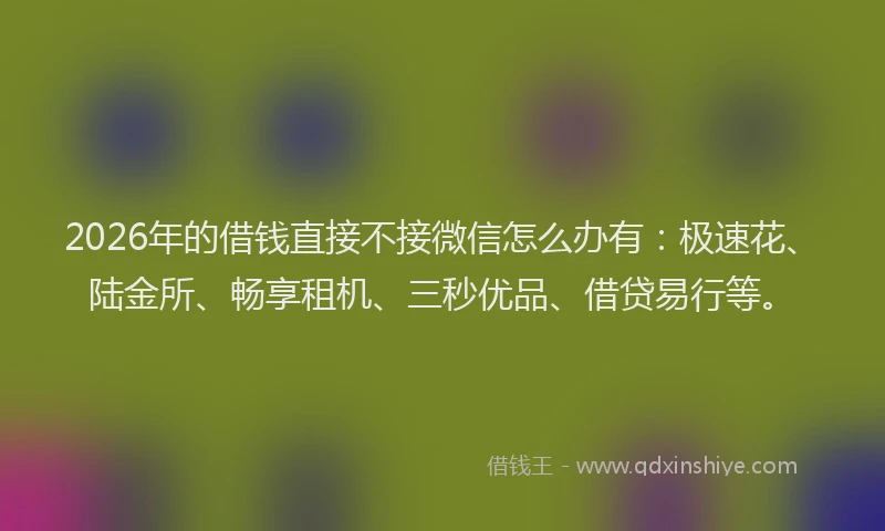 2026年的借钱直接不接微信怎么办有：极速花、陆金所、畅享租机、三秒优品、借贷易行等。