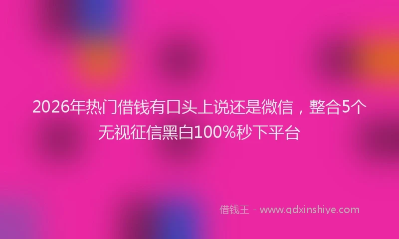 2026年热门借钱有口头上说还是微信，整合5个无视征信黑白100%秒下平台
