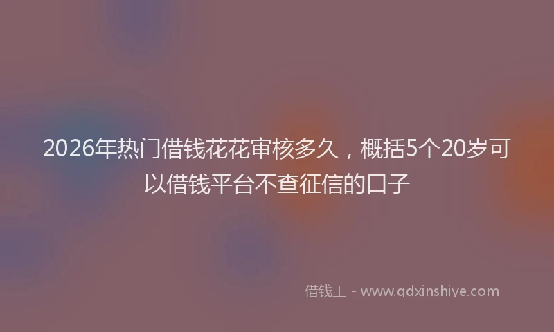 2026年热门借钱花花审核多久，概括5个20岁可以借钱平台不查征信的口子
