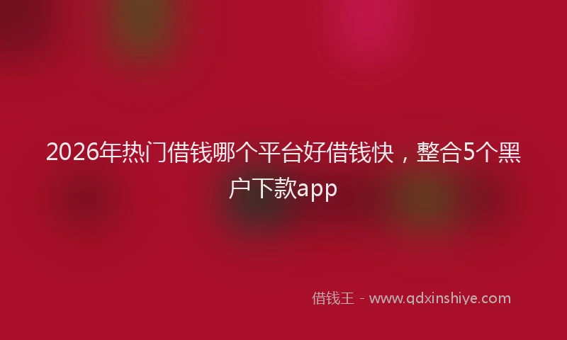 2026年热门借钱哪个平台好借钱快，整合5个黑户下款app