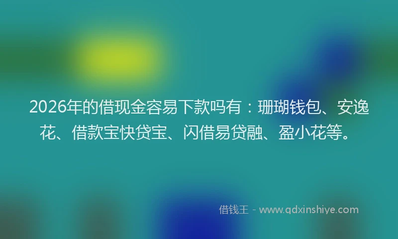 2026年的借现金容易下款吗有：珊瑚钱包、安逸花、借款宝快贷宝、闪借易贷融、盈小花等。