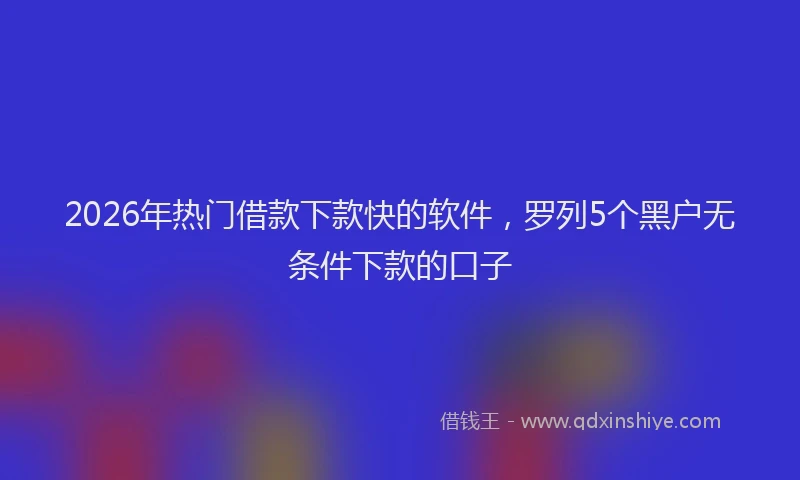 2026年热门借款下款快的软件，罗列5个黑户无条件下款的口子