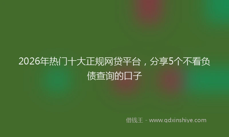 2026年热门十大正规网贷平台，分享5个不看负债查询的口子