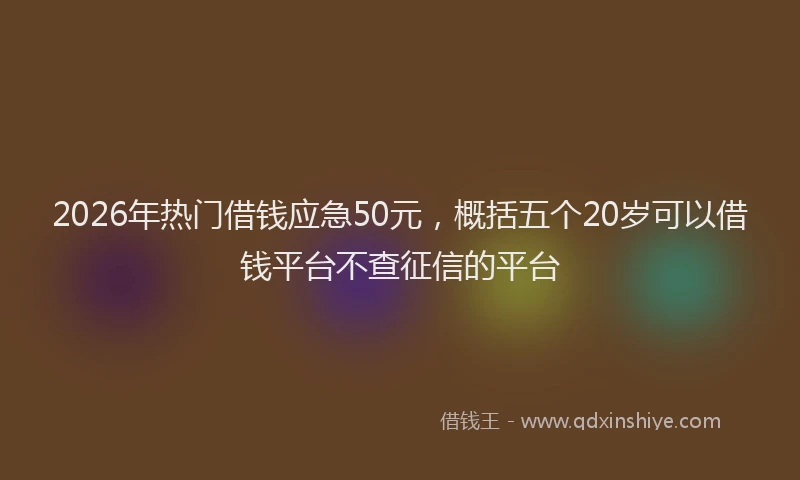 2026年热门借钱应急50元，概括五个20岁可以借钱平台不查征信的平台