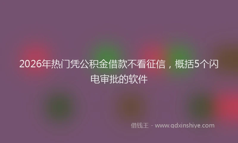 2026年热门凭公积金借款不看征信，概括5个闪电审批的软件