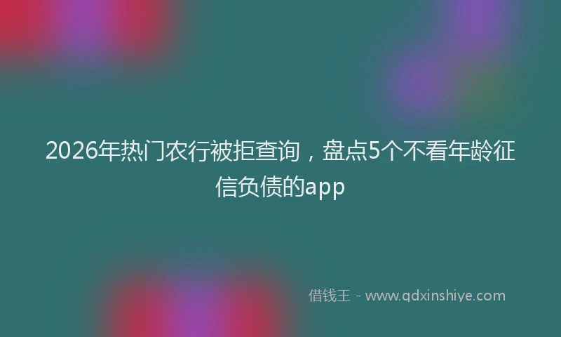 2026年热门农行被拒查询，盘点5个不看年龄征信负债的app