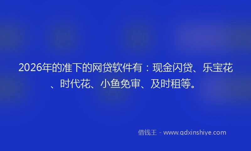 2026年的准下的网贷软件有：现金闪贷、乐宝花、时代花、小鱼免审、及时租等。