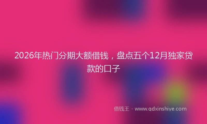 2026年热门分期大额借钱，盘点五个12月独家贷款的口子