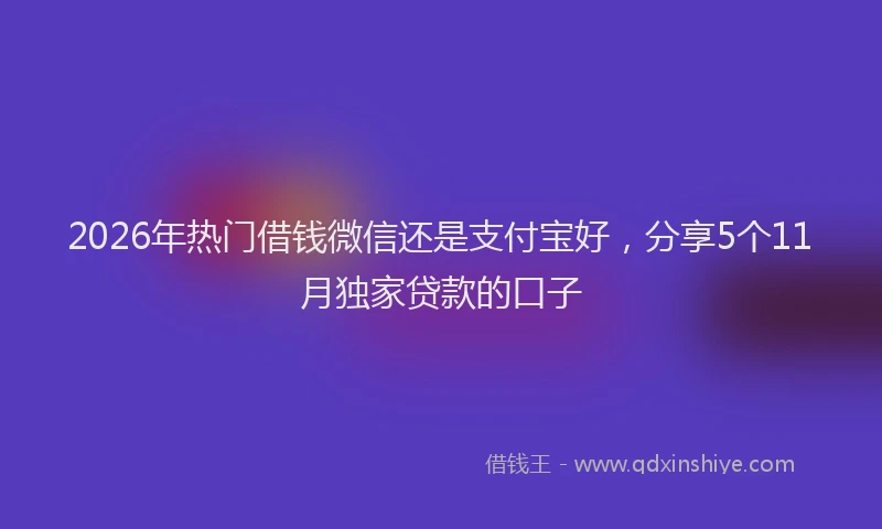 2026年热门借钱微信还是支付宝好，分享5个11月独家贷款的口子