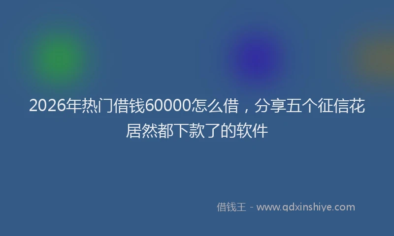 2026年热门借钱60000怎么借，分享五个征信花居然都下款了的软件