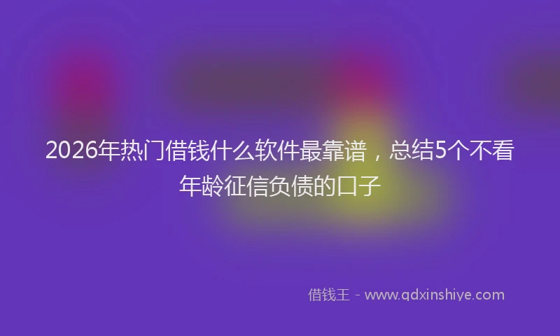2026年热门借钱什么软件最靠谱，总结5个不看年龄征信负债的口子