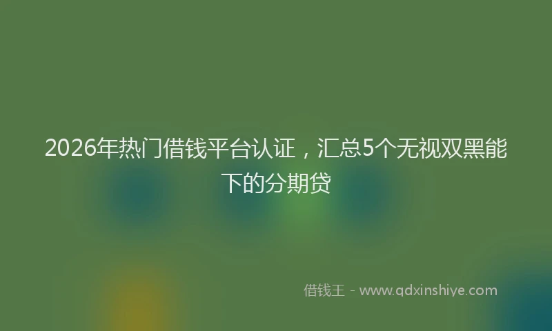 2026年热门借钱平台认证，汇总5个无视双黑能下的分期贷