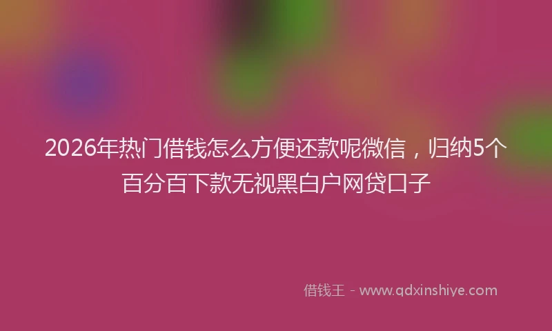 2026年热门借钱怎么方便还款呢微信，归纳5个百分百下款无视黑白户网贷口子