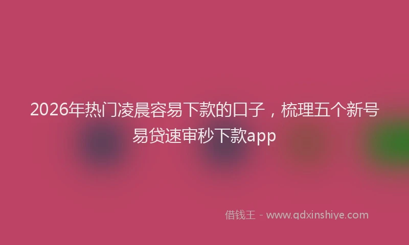 2026年热门凌晨容易下款的口子，梳理五个新号易贷速审秒下款app