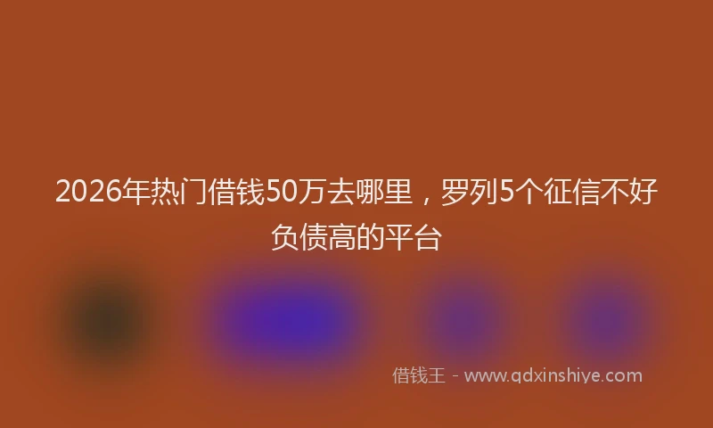 2026年热门借钱50万去哪里，罗列5个征信不好负债高的平台