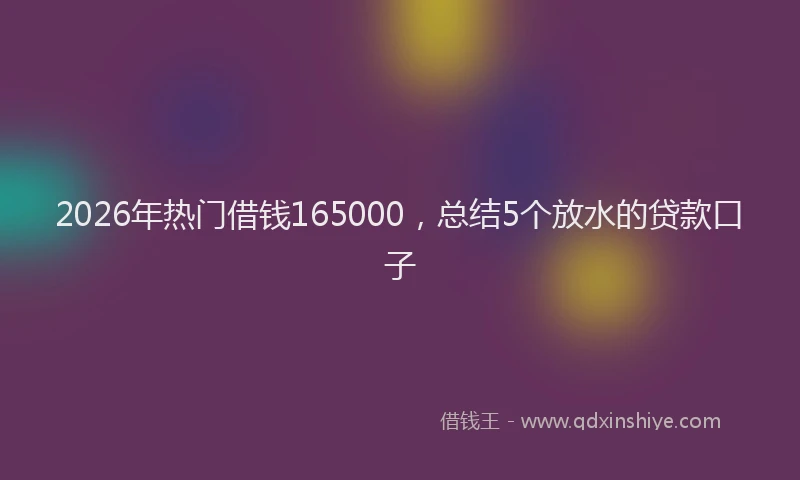 2026年热门借钱165000，总结5个放水的贷款口子