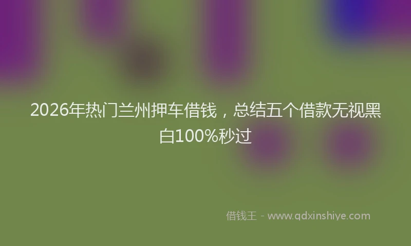 2026年热门兰州押车借钱，总结五个借款无视黑白100%秒过