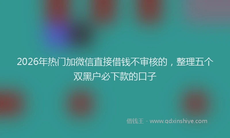 2026年热门加微信直接借钱不审核的，整理五个双黑户必下款的口子