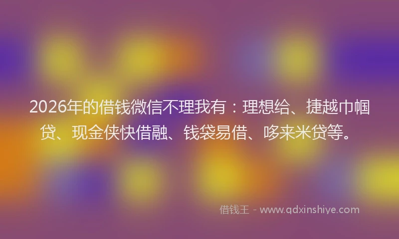 2026年的借钱微信不理我有：理想给、捷越巾帼贷、现金侠快借融、钱袋易借、哆来米贷等。
