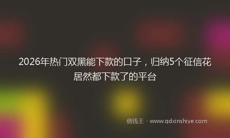 2026年热门双黑能下款的口子，归纳5个征信花居然都下款了的平台