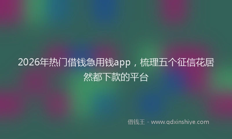 2026年热门借钱急用钱app，梳理五个征信花居然都下款的平台