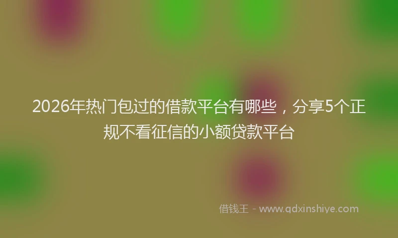 2026年热门包过的借款平台有哪些，分享5个正规不看征信的小额贷款平台