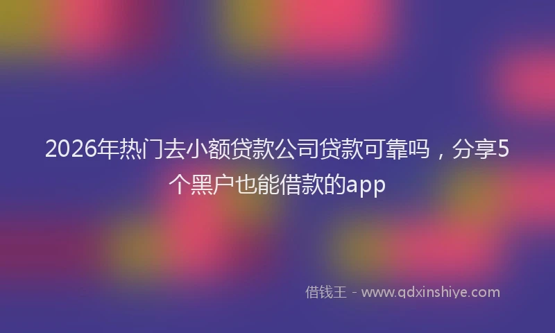 2026年热门去小额贷款公司贷款可靠吗，分享5个黑户也能借款的app