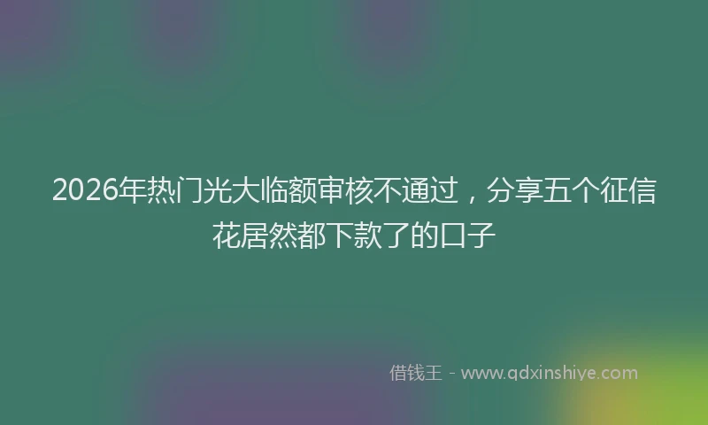 2026年热门光大临额审核不通过，分享五个征信花居然都下款了的口子