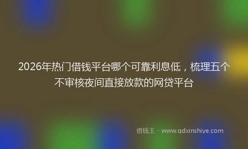 2026年热门借钱平台哪个可靠利息低，梳理五个不审核夜间直接放款的网贷平台