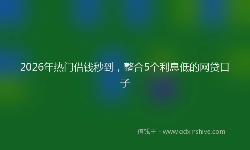 2026年热门借钱秒到，整合5个利息低的网贷口子