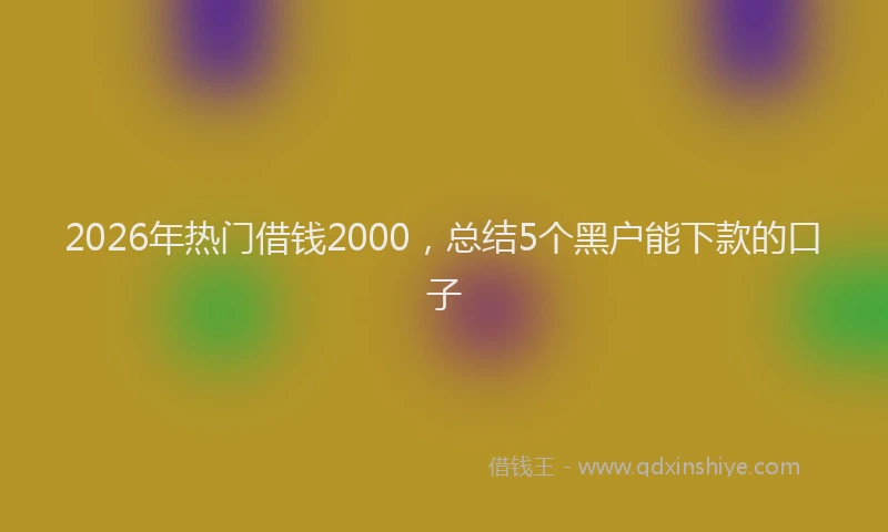 2026年热门借钱2000，总结5个黑户能下款的口子