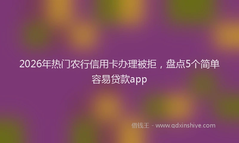 2026年热门农行信用卡办理被拒，盘点5个简单容易贷款app