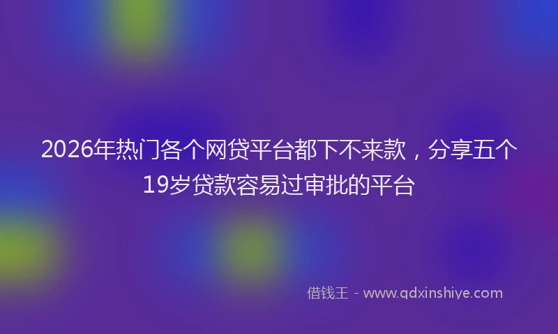 2026年热门各个网贷平台都下不来款，分享五个19岁贷款容易过审批的平台