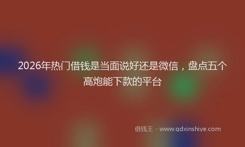 2026年热门借钱是当面说好还是微信，盘点五个高炮能下款的平台