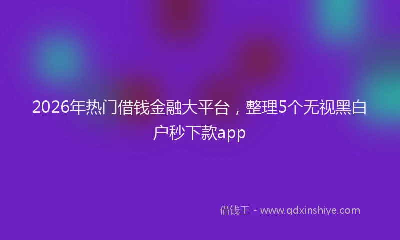 2026年热门借钱金融大平台，整理5个无视黑白户秒下款app