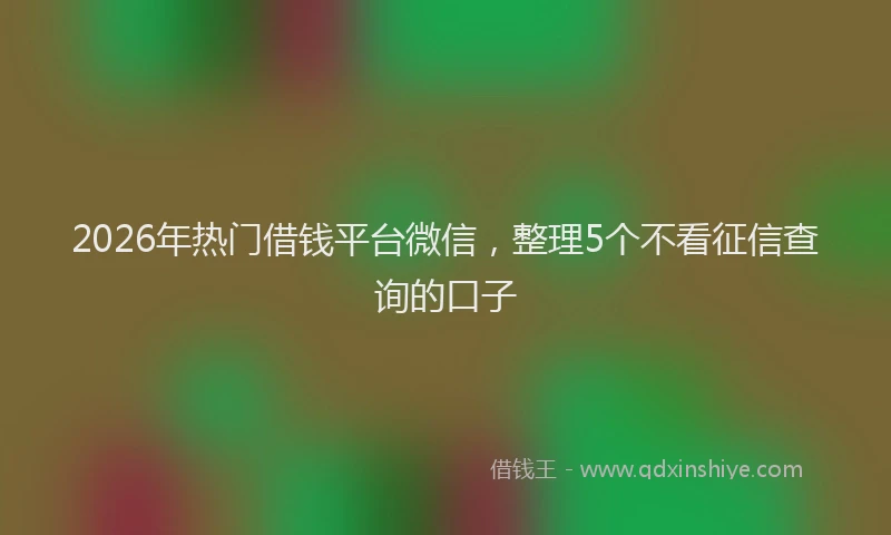 2026年热门借钱平台微信，整理5个不看征信查询的口子