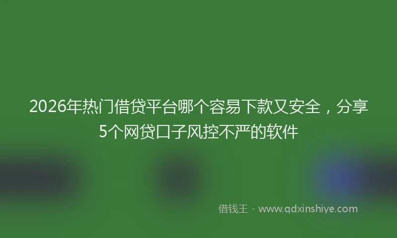 2026年热门借贷平台哪个容易下款又安全，分享5个网贷口子风控不严的软件